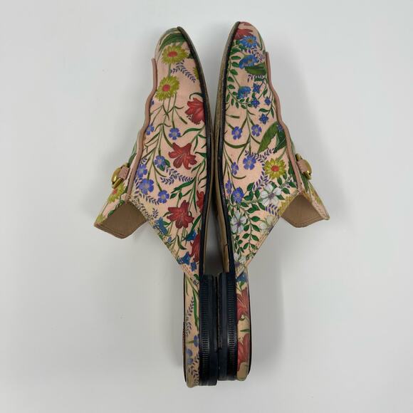 Gucci Pink Micro New Flora Horsebit Mules (Size 36.5 EU) - Picture 9 of 14